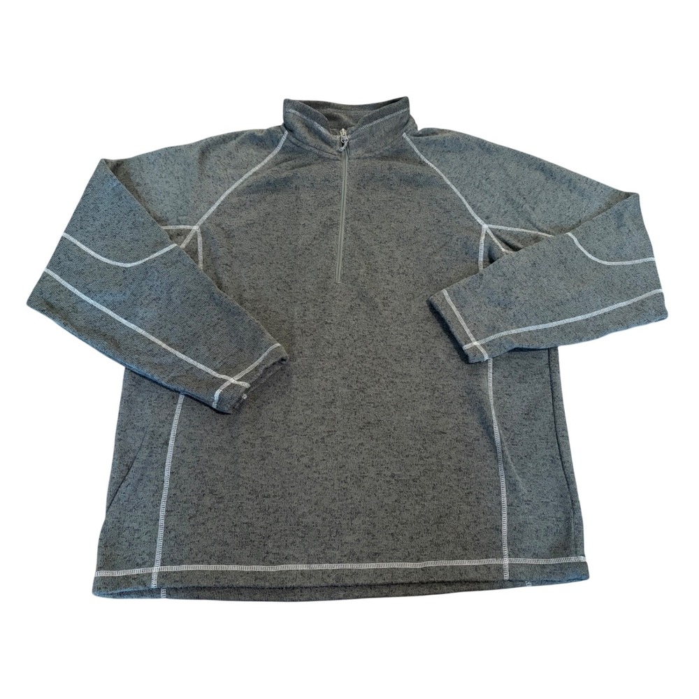 White Sierra Mens XL Gray Heather Quarter Zip Fleece Pullover Raglan Sweater